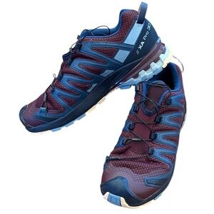 Salomon XA Pro 3D Trail Running Hiking Shoes Sneakers Wine Purple Blue Size 9.5